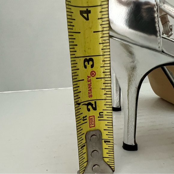 Metallic silver, high heel sandals size 5 - Picture 4 of 5